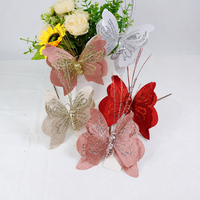 Décorations de Noël en tissu en forme de papillon pour sapin, tiges décoratives de papillons, décorations saisonnières pour la maison