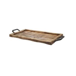 New Arrival Hot Sale Handcrafted Acacia Wood Serving <b>Tray</b> with Gold Handles Acacia Wood Square <b>Breakfast</b> Serving <b>Tray</b> - Product Image 2