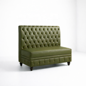 Banquette de <span class=keywords><strong>restaurant</strong></span> de luxe en cuir PU noir capitonné, canapé-banquette rembourré pour bar, hôtel, salle à manger, salon - Product Image 5