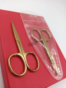 Petits ciseaux Plasma d'or de qualité professionnelle pour l'acier inoxydable de sourcil avec votre propre logo personnalisé et instrument de beauté de couleur - Product Image 2