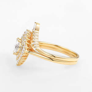 Elegant Vintage Floral Halo Moissanite Lab Created Wedding <b>Ring</b> Set Elegant Oval Cut Fine Jewelry for Parties and Anniversaries - Product Image 4