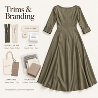 Robe longue en satin vert foncé pour femme, avec col superposé, en mélange de soie, idéale pour les soirées décontractées - Personnalisation usine