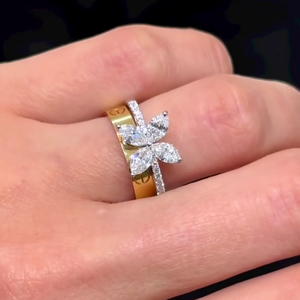 แหวนเพชรเลี้ยงในห้องปฏิบัติการ รับรองโดย IGI ทองคำขาว 14K ชุบโรเดียม ทรงมาร์คีส์ สำหรับสวมใส่ทุกวัน แหวนผู้หญิง (2.10 กะรัต) เครื่องประดับน้ำหนักเบา - Product Image 3