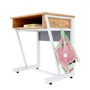 Escritorio de Estudio Individual Moderno VICTOR 02 con Cajón, Patas de Hierro y Madera de Caucho, Requiere Ensamblaje, para Profesores y Aulas-PSD009 - Product Image 1