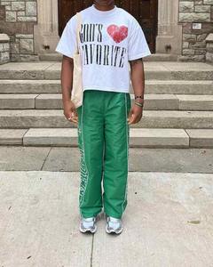 กางเกงวอร์มผ้าไนลอนสำหรับผู้ชายกางเกงวิ่งขากว้างน้ำหนักเบาพิมพ์ลายซิลค์สกรีนลายตารางแห้งเร็วออกแบบได้ตามต้องการ - Product Image 5