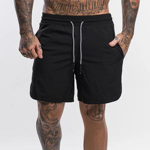 Pantalones cortos de correr bordados de cintura media de algodón 100% para hombre, de talla grande, informales, para fitness, gimnasio, deportes, entrenamiento, lienzo, impresión Digital - Product Image 4