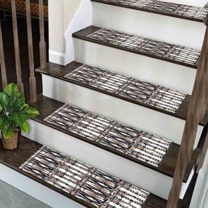 Brown And Navy Blue Rug, Modern Printed Rug with Geometric Pattern,Nonwoven Thin Rug - Product Image 1