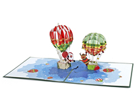 Tarjeta de Felicitación Navideña 3D con Modelo Pop-up de Santa Claus y Reno para Navidad