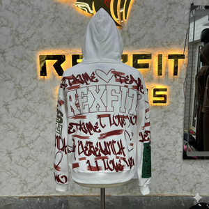 Sweat à capuche à fermeture éclair imprimé sur mesure de taille confortable, très demandé, imprimé blanc, fabriqué en usine, prix bas, sweat à capuche pour hommes, sweat à capuche pour hommes - Product Image 2