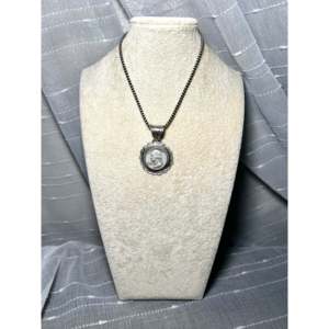 Jeff Largo Handmade Sterling <b>Silver</b> Pendant with Rose Gold Inlay Bezel Setting Rhodium Plated Religious Style <b>Charm</b> - Product Image 5