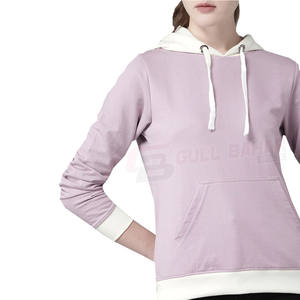 เสื้อมีฮู้ดแบบสวมหัวผ้าฟลีซผสมสำหรับผู้หญิงคอตตอนดีไซน์พืชมีขอบผ้าระบายอากาศได้ดีโลโก้ด้านหน้า - Product Image 1