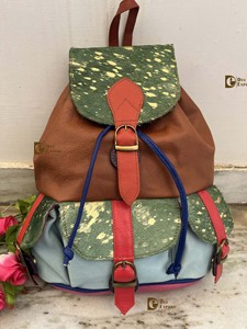 Sac à dos en cuir recyclé Sacs d'école en cuir de fourrure métallique de style Sacs unisexes à usages multiples Produit en vrac en gros - Product Image 2