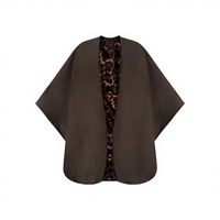 Cape de luxe en mélange de laine et de cachemire marron 2026 pour femme, 100 % haute qualité, chaude, écologique, coupe-vent, avec col en fourrure de renard pour l'hiver