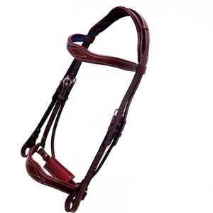 Brides de cheval en cuir de qualité exclusive légères avec pièce de tête en forme de bride de cheval légèrement incurvée - Product Image 1