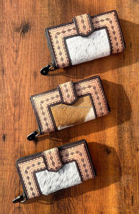 Nouveau Western élégant cuir de vachette usiné fourrure cuir bracelets embrayages femmes conçu sac à main vente chaude en cuir usiné portefeuilles uniques - Product Image 2