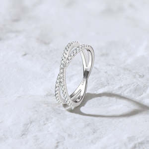 Crossover <b>Wedding</b> <b>Band</b> 1.3mm D Color VVS Moissanite S925 Sterling <b>Silver</b> X Half Eternity Crisscross Engagement Ring Party Gift - Product Image 3