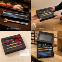 Service de table japonais en céramique bleue et noire, assiettes motif Mont Fuji, baguettes Ukiyo-e, pour 2 personnes, coffret cadeau, vente en gros, personnalisable