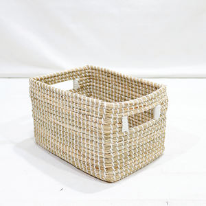 Artex Dong Thap usine fait à la main rectangulaire jonc de mer panier mélange ficelle en plastique avec poignées de trou pour la décoration de stockage à la maison - Product Image 1