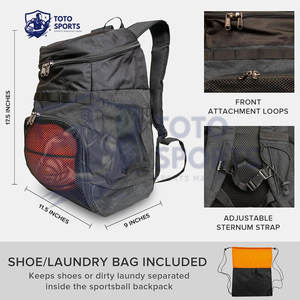 Sac de basket-ball en polyester respirant confortable avec logo personnalisé tendance professionnel de haute qualité de couleur noire - Product Image 2