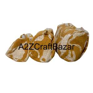 Indian Flower Hand Block Printed Eco-Friendly Cotton <b>Quilted</b> Zipper Pouch for Women Traveling Makeup Pouches Small Medium Large - Product Image 2