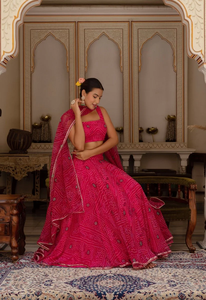 Gulabi galiyan RANI bandhej georgette lehenga ชุดสีชมพูกับ georgette dupatta ทันสมัยผู้หญิงสวย lehenga - Product Image 6