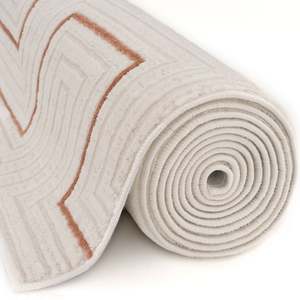 Tapis de salon géométrique fait main Netline Home Carmel Cream-Terra, 4 m de large - Product Image 5