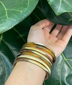 Ensemble de bracelets manchette en corne de buffle naturelle de Style classique Bracelets en corne foncée pour mariage ou cadeau avec diamant comme pierre principale - Product Image 4