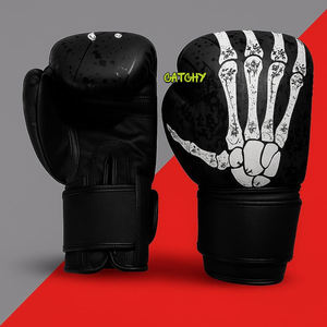 Gants de boxe blancs en cuir véritable, à lacets, avec logo personnalisé, vente en gros, prix raisonnable, unisexe, pour adultes - Product Image 4