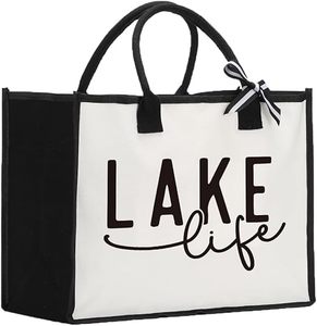 MyOrganicBag Lettre Initiale Décorée Blanc & Noir Canvas Tote Bag Handmade Two Handles Open Closure Design - Product Image 1