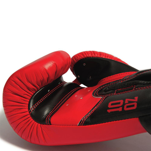 Gants de boxe rouges à lacets pour Muay Thai MMA Art Martial Kickboxing Sparring Punching Bag Glove - Product Image 4