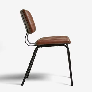 Nuestra Silla de comedor industrial Aiden tiene un respaldo y asiento de piel sintética marrón tostado complementados 2308305 - Product Image 2