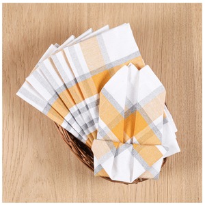 Lot de 6 serviettes de table en coton à carreaux moutarde de haute qualité Design simple et frais pour mariages restaurants hôtels - Product Image 5