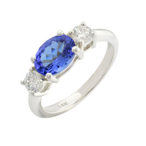 Diseñador de lujo 1,37 Ct Anillo de tanzanita natural con diamante 14K Blanco Oro puro Mujeres Anillo de bodas Joyería con envío gratis - Product Image 1