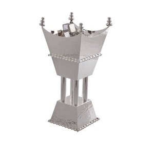 Brûleur de Bakhoor de qualité supérieure en métal argenté fait à la main Accent arabe Ramadan Style vintage Brûleur de Bakhoor arabe - Product Image 3