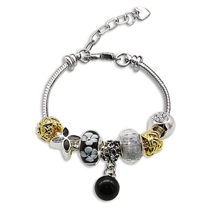 <span class=keywords><strong>Bracelet</strong></span> porte-bonheur avec <span class=keywords><strong>perles</strong></span> et fleurs et <span class=keywords><strong>perles</strong></span> DIY orné de cristaux <span class=keywords><strong>Swarovski</strong></span> Fashion Daisini Jewellery <span class=keywords><strong>Bracelet</strong></span> pour femme - Product Image 5