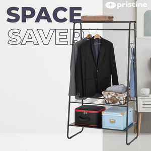 ราวตากผ้าเหล็กหล่อสองชั้นแบบตั้งพื้น ประหยัดพื้นที่ ทันสมัย เคลื่อนย้ายได้ สำหรับห้องน้ำ - Product Image 5