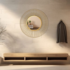 Atractivo diseño elegante hoja dorada pared espejo de tamaño personalizado forma redonda para el hogar restaurantes habitación baño espejo montado en la pared - Product Image 5