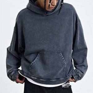 เสื้อมีฮู้ดโอเวอร์ไซส์ผ้าฝ้ายฟอกสีแนววินเทจสำหรับผู้ชายชุดวอร์มแนวสตรีทแบบกำหนดเอง - Product Image 1