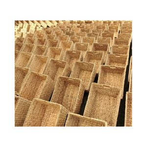 Panier de rangement tissé par panier simple de plateau de jacinthe d'eau avec la taille faite sur commande de couleur naturelle de poignées - Product Image 1