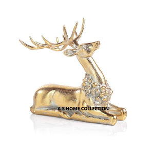 Nouveau élégant aluminium métal cerf forme plaqué or Sculpture abstraite pièces décoratives pour salon - Product Image 1