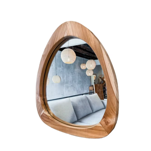 À vendre miroir en teck massif forme unique finition naturelle pièce de décoration artisanale d'Indonésie - Product Image 1