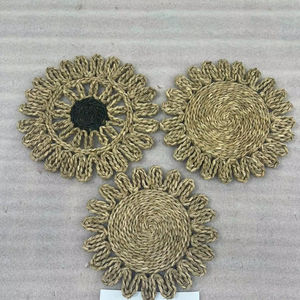 Tapis rond moderne fait main en jacinthe d'eau écologique, décoratif, à motif floral et à poils courts pour salon - Product Image 5