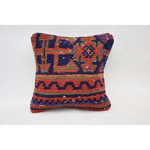 Multicolor Bohemian Wool Patchwork Kantha 12x12 Inch Woven Decorative <b>Bolster</b> <b>Pillow</b> Vintage Pattern Removable Washable - Product Image 1