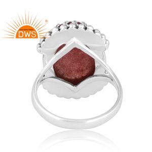 Dernière conception de bague en argent sterling oxydé naturel, fraise, quartz, pierres précieuses, fabricant de bijoux personnalisés - Product Image 4