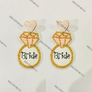 Pendientes llamativos de cuentas de semillas chapadas en oro hechas a mano, vaquera, novia, boda o fiesta de compromiso, regalo de moda para novia o invitado - Product Image 2