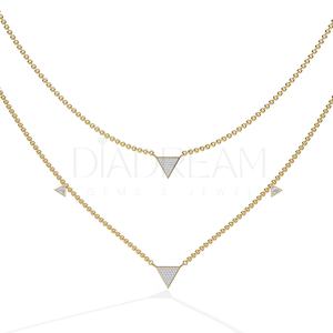 Collier de luxe pour femme en argent 925 avec double triangle et pierre précieuse Moissanite, idéal pour un cadeau de mariage ou d'anniversaire - Product Image 1