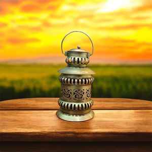 Faroles rústicos de madera y hierro negro - Product Image 1