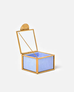 Caja de anillo de cristal de diseño Vintage organizador de joyas hecho con marco de pulido de oro de vidrio y metal para compromiso de boda de cumpleaños - Product Image 2