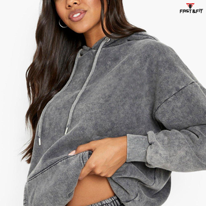 Más Popular Custom Jogging Slim Fit Winter Casual Wear 2 Piece Set Joggers Mujeres Acid Wash Chándal - Product Image 6