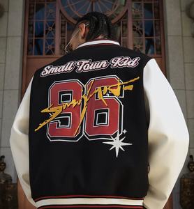 เสื้อแจ็คเก็ตเบสบอลหนังวาร์ซิตี้คุณภาพสูงสำหรับผู้ชาย สไตล์วินเทจ เสื้อผ้าฤดูหนาว พร้อมลายปักโลโก้ตัวอักษร - Product Image 4